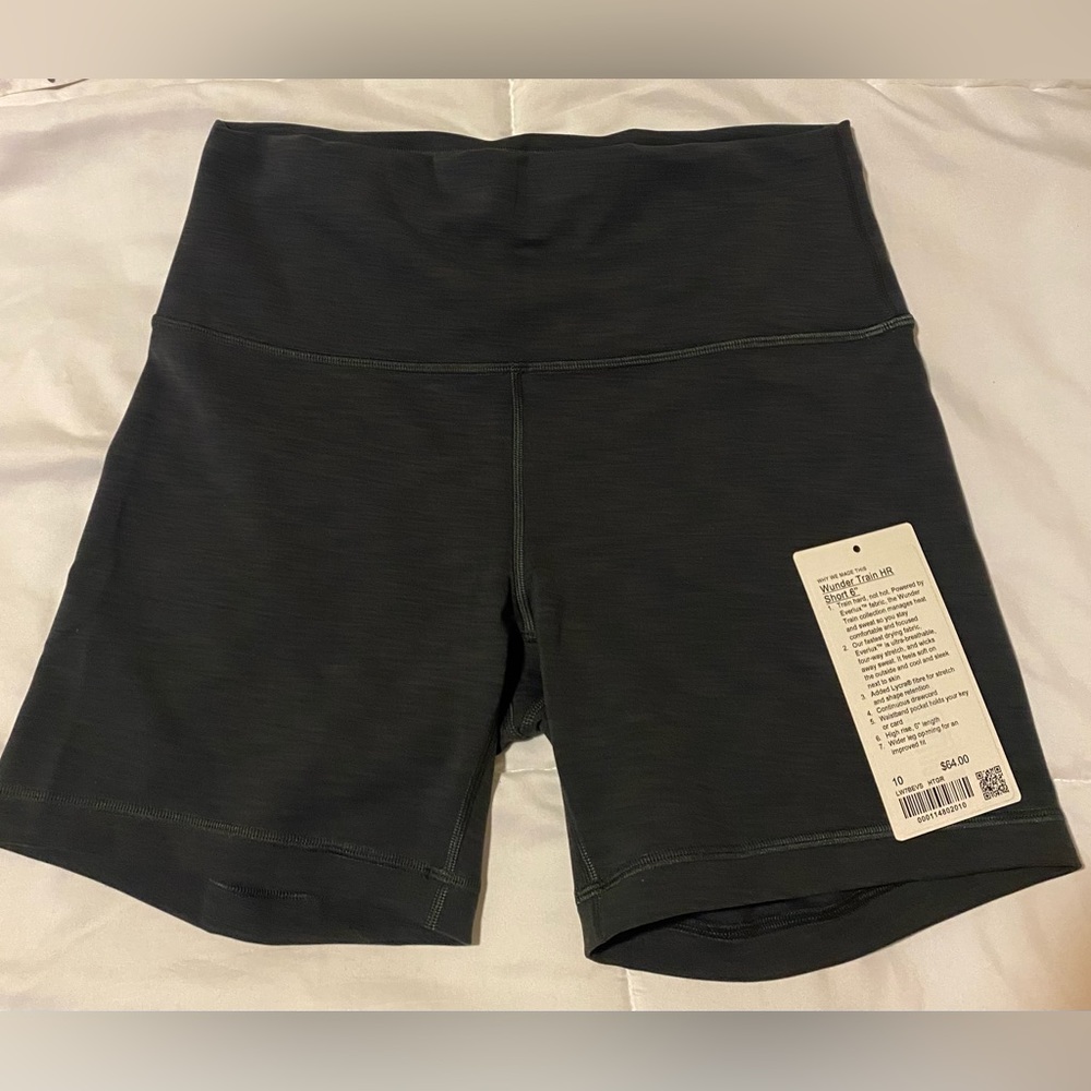 LULULEMON WUNDER TRAIN HIGH-RISE SHORT 6” SIZE 10 COLOR HEATHERED GRAPHITE GREY